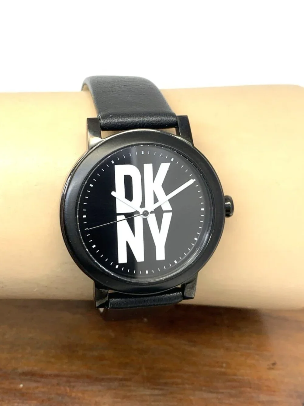 DKNY Women's Watch NY6619 Soho D Quartz White Black Dial Leather Strap 34mm